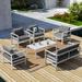 Latitude Run® Burgi 6 Piece Multiple Chairs Seating Group w/ Cushions Metal in Gray/White | 25 H x 51.2 W x 25.2 D in | Outdoor Furniture | Wayfair