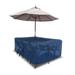 Arlmont & Co. HeavyDuty Multipurpose Waterproof Outdoor Rectangle Dining Table &Chair Set Cover w/ Umbrella Hole in Blue | Wayfair