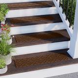 Dark Brown 8.5" L X 30" W Stair Treads - Matterly WaterHog Lattice 8.5 in. x 30 in. Indoor Outdoor Stair Treads 0.25 x 30.0 W in Polyester | Wayfair