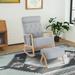 Corrigan Studio® Kledi Rocking Chair Solid + Manufactured Wood/Wood/Fabric in Brown | 37 H x 25.6 W x 47.7 D in | Wayfair