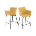 Lot de 2 Chaise de bar Tabouret de Bar en Tissu Chaise Haute Cuisine avec Accoudoirs pour Bar