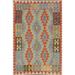 Multicolor Geometric Kilim Rug Hand-Woven Oriental Wool Foyer Carpet - 3'5"x 5'2"