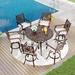 7-Piece Cast Aluminum Patio Bar Stool Set, 6 Swivel Bar Stools and 1 Round Bar Height Table