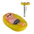 Floating Pool Thermometer Cartoon Man on Raft Funny Temperature Gauge Water Thermometer with String for Spa Tub Pond