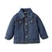 Kucnuzki Infant Boy Clothes 12 Months Infant Boy Fall-Winter Tops 18 Months Infant Boy Long Sleeve Carton Dinosaur Lapel Collar Denim Coat Tops Blue