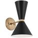 Kichler Phix 13.5 Inch 2 Light Wall Sconce in Champagne Bronze with Black