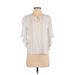 LC Lauren Conrad Short Sleeve Blouse: White Print Tops - Women's Size Small