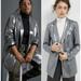 Anthropologie Jackets & Coats | Anthropologie Womens Maeve Zada Metallic Dark Grey Blazer Size Us 8 | Color: Gray | Size: 8