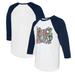 Women's Tiny Turnip White/Navy Tampa Bay Rays Peace Love Baseball 3/4-Sleeve Raglan T-Shirt