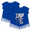 Girls Youth Tiny Turnip Royal Los Angeles Dodgers Baseball Love Fringe T-Shirt