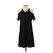 Shein Casual Dress - Shift V Neck Short sleeves: Black Print Dresses - Women's Size 4