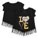 Girls Youth Tiny Turnip Black Pittsburgh Pirates Baseball Love Fringe T-Shirt