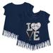 Girls Youth Tiny Turnip Navy New York Yankees Baseball Love Fringe T-Shirt