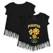 Girls Toddler Tiny Turnip Black Pittsburgh Pirates Blooming Baseballs Fringe T-Shirt
