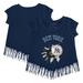 Girls Youth Tiny Turnip Navy New York Yankees Baseball Tear Fringe T-Shirt