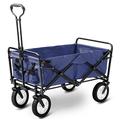 LIFE CARVER Garden Cart Foldable Pull Wagon Hand Cart Garden Transport Cart Collapsible Portable Folding Cart (Blue)