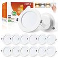 ALUSSO LED Downlights Ceiling 6W Ultra Slim LED Recessed Ceiling Lights IP44 Spotlights Ceiling Lights 3000K Warm 4000K Neutral 6500K Cool Adjustable Ceiling Spots for Bathroom Kitchen, 12 Pack