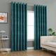 Best Linen Jacquard Eyelet Curtains for Living Room Ring Top Curtain Pair Fully Lined Modern Panels Curtains for Bedroom/Home Office with 2 Free Tie-Backs (Teal, W 46" x L 90")