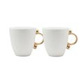 Prouna Geometrica Gold Rim Bone China Coffee Mug, Set of 2 Bone China/Ceramic in Brown/White/Yellow | 4 H x 4 W in | Wayfair 24500-000200