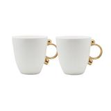 Prouna Geometrica Gold Rim Bone China Coffee Mug, Set of 2 Bone China/Ceramic in Brown/White/Yellow | 4 H x 4 W in | Wayfair 24500-000200