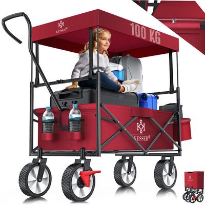 Kesser - Bollerwagen faltbar mit Dach Handwagen Transportkarre Gerätewagen inkl. 2 Netztaschen und