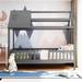 41.7" Twin Size House shaped Canopy Bed with Fence, Solid Wood Slats Support, Adorable Style for Kids' Bedroom Furniture