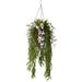 Nearly Natural Faux Bamboo and White Dendrobium Hanging Basket