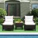 Gymax 5PCS Outdoor Patio Rattan Furniture Set PE Wicker Lounge Chair