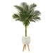 5' Golden Cane Artificial Palm Tree in White Planter with Stand - 19"