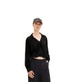 TOM TAILOR Denim Damen Wickel-Bluse aus Viskose 1034277, 14482 - Deep Black, M