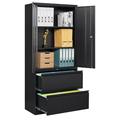 STANI Metal Cabinets with 2 Lockable Lateral File Cabinets and Doors Steel Metal Filing Lockers for Home Office Hanging Files Letter/Legal/F4/A4 Size