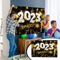 RnemiTe-amo Happy New Year Party Decoration Supplies Extra Large Fabric Happy New Year Banner For New Year Year Party Decoration New Year Banner 70.86 X 45.27 Inches