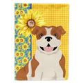 Summer Sunflowers Red English Bulldog Flag Canvas House Size 28 in x 40 in