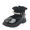 yinguo toddler kids baby girls princess shoes leather boots pearl woolen elastic dance shoes black 26