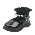 yinguo toddler kids baby girls princess shoes leather boots pearl woolen elastic dance shoes black 23
