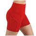 Jsezml Womens Yoga Shorts with Deep Pockets for Phone Tummy Control High Waist Workout Shorts Athletic Compression Short