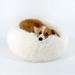 Original Cat and Dog Bed Luxury Coarse Faux Fur Donut Hugs Round Donut Dog Bed Indoor Pillow Suitable for Small and Medium-sized Dogs