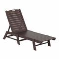 Malibu Poly Reclining Outdoor Patio Chaise Lounge Chair Adjustable Dark Brown