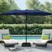 PAOLFOX 15 FT Patio Rectangular Market Umbrella with Base Navy Blue