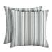 Arden Selections Oceantex Outdoor Toss Pillow 18 x 18 2 Pack 18 x 18 Pebble Grey Stripe