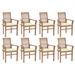 Dining Chairs 8 pcs with Cushions Solid Teak Wood