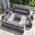 Kullavik Patio Furniture Set with Fire Pit Table 15 PCS Outdoor Sectional Furniture Outdoor Rattan Patio Conversation Sets with 43in 55 000 BTU Propane Gas Fire Pit Table Glass Table Grey