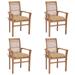 vidaXL Patio Dining Chairs Wooden Accent Chair with Cushions Solid Wood Teak