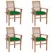 vidaXL Patio Dining Chairs Wooden Accent Chair with Cushions Solid Wood Teak