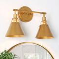 LaLuz Coney Modern 2-Light Brushed Gold Bathroom Vanity Light Wall Sconces Antique Brushed Gold 4 to 8 Inches