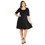 Elbow Sleeve Plus Size Knee Length Dress