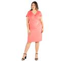 Short Sleeve V Neck Plus Size Faux Wrap Dress