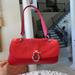 Burberry Bags | Burberry Red Calf Leather Lizzard Effect Satchel Handbag | Color: Red/Tan | Size: Medium