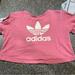 Adidas Tops | Adidas Cropped Workout Tee | Color: Pink/Purple | Size: L