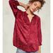 Anthropologie Tops | Anthropologie Burgundy Burnout Floral Velvet Buttondown Shirt Size Xl Nwt | Color: Pink/Red | Size: Xl